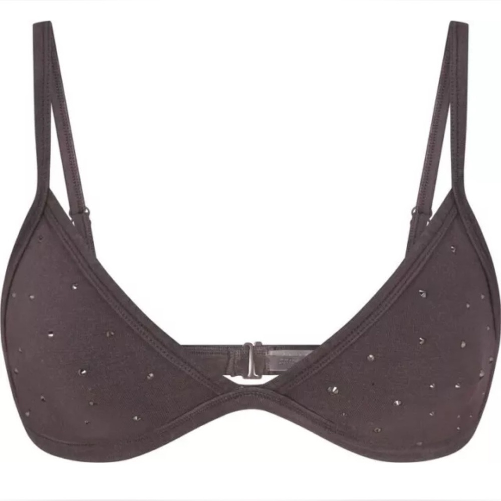 Skims Outdoor Rhinestone Skimpy Triangle Bralette - Size: 4X - Color: Gray - NWT